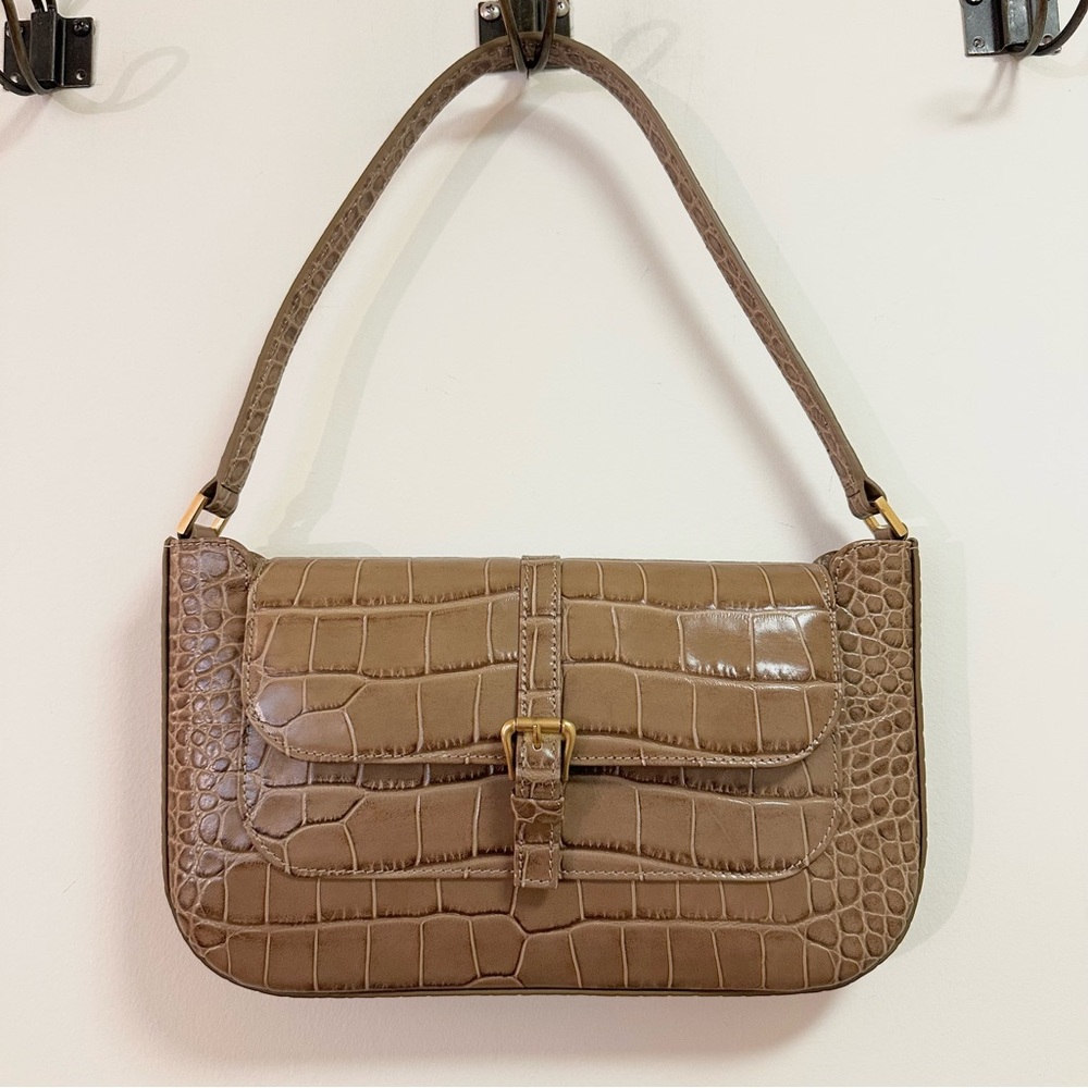 BY FAR Miranda Croco Embossed Leather Bag
